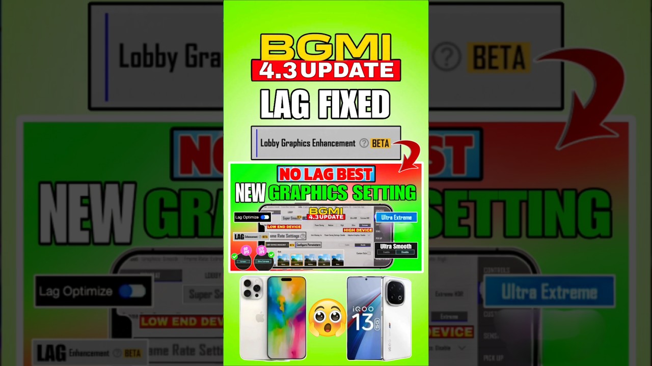 4.3 Update😱No LAG, Best Graphics 120 Fps Setting, 4.3 Update Lag Problem Fix#pubg #shorts #ytshorts