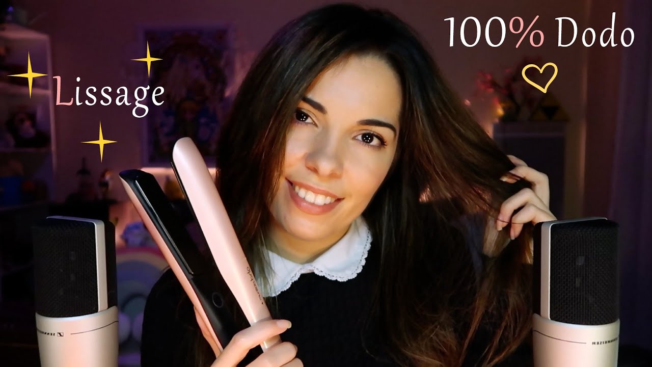 ASMR FR ~ 100% Dodo ♡Je Lisse mes Cheveux ♡ Relaxant Hair Play : Brossage, Caresses, Soin, Lissage