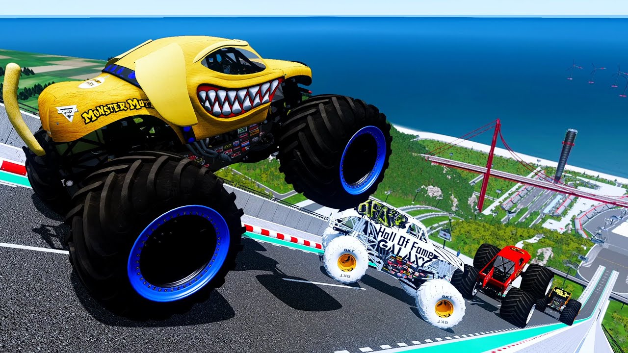 Epic High Speed monster trucks jumps stunts & crashes #061 | BeamNG Drive