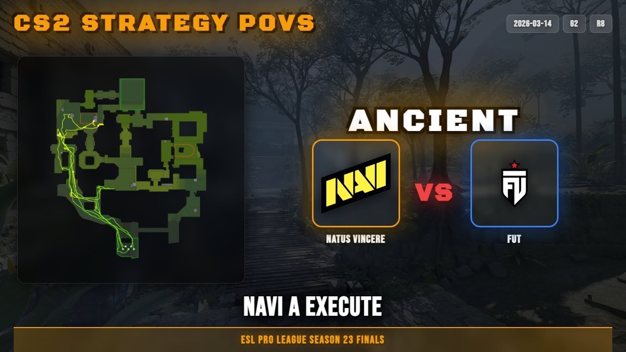 NaVi A Execute - Ancient G2R8 | Natus Vincere | ESL Pro League Season 23 Finals | CS2 POV Analysis