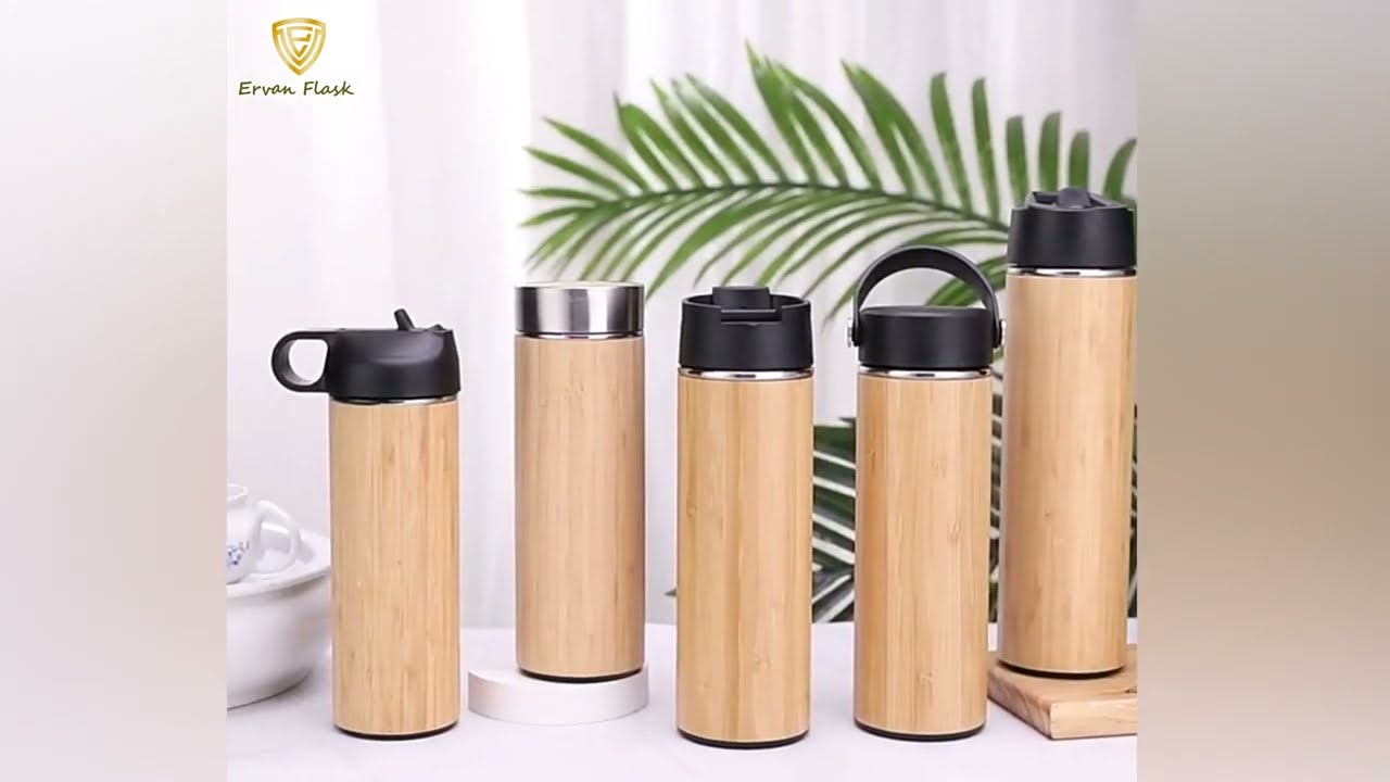 Bamboo insulated water bottle