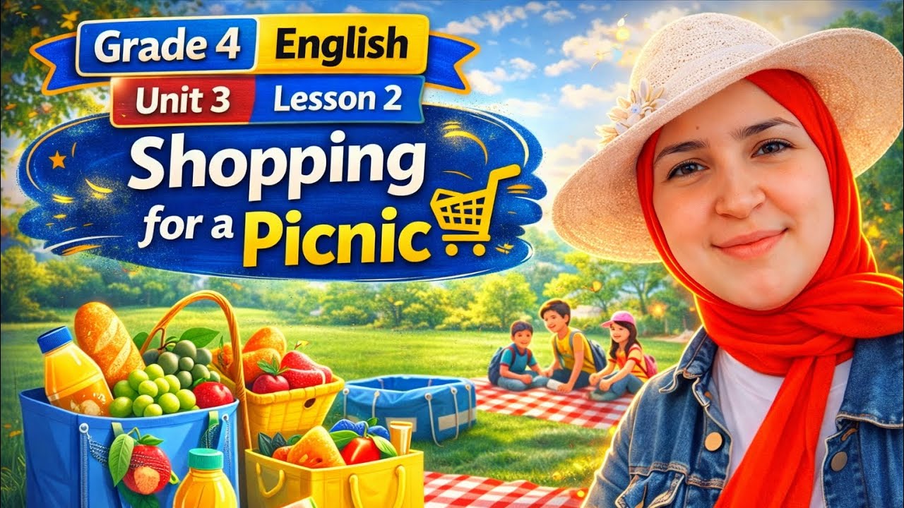 التسوق للنزهة انجليزي رابعة ابتدائي | Grade 4 English - Unit 3 Lesson 2  shopping for a picnic