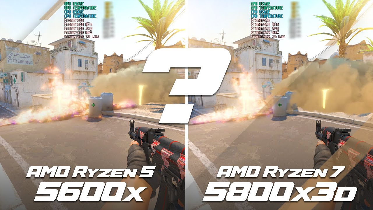 AMD Ryzen5 5600x vs. Ryzen7 5800x3D | Benchmark comparison | NVIDIA GeForce RTX 4070 | CS2