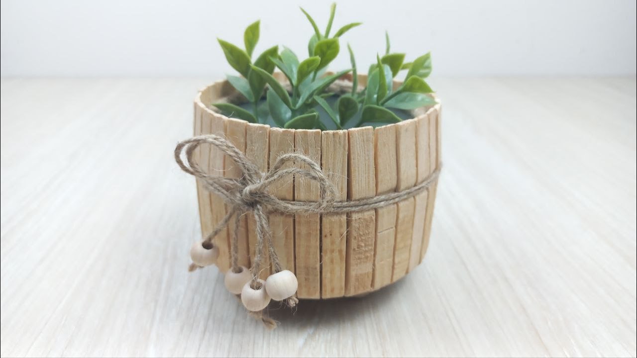 DIY Popsicle Stick Planter | Rustic Home Decor Idea