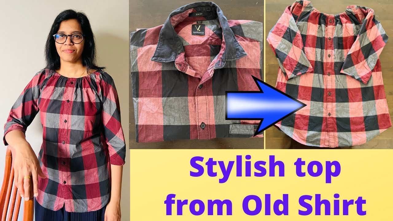 പഴയ ഷർട്ട് വെറുതെ കളയല്ലേ //Stylish top from old shirt in 5 minutes//DIY//Reuse of old shirt