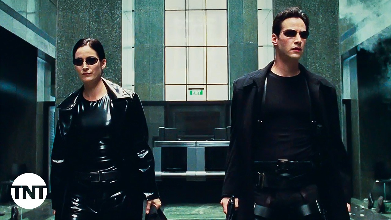 Neo and Trinity Have a Shootout in the Lobby [CLIP] | The Matrix | TNT
