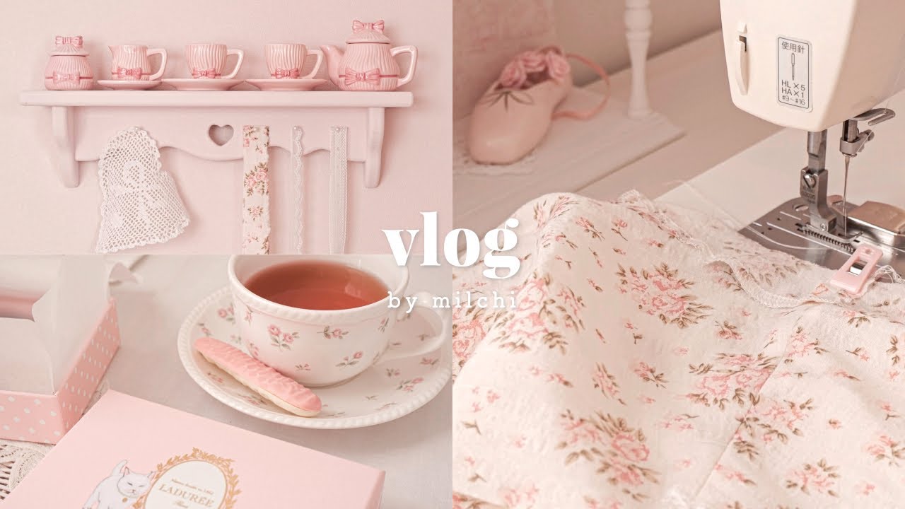 sewing vlog｜ヴィンテージガーリーな花柄ワンピース作り｜洋裁日記｜making a flower dress｜dress diy｜SUB