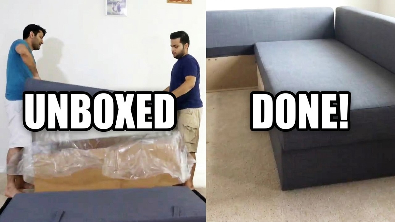 UnBoxing & Assembling - IKEA FRIHETEN- Skiftebo dark gray-Sleeper Sectional 3 seat Sofa with storage