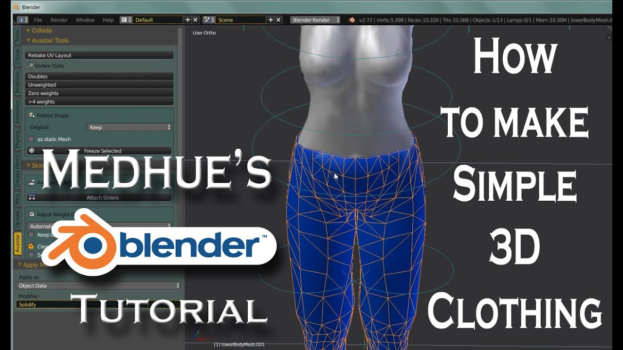 How to make Simple 3D clothing for Secondlife