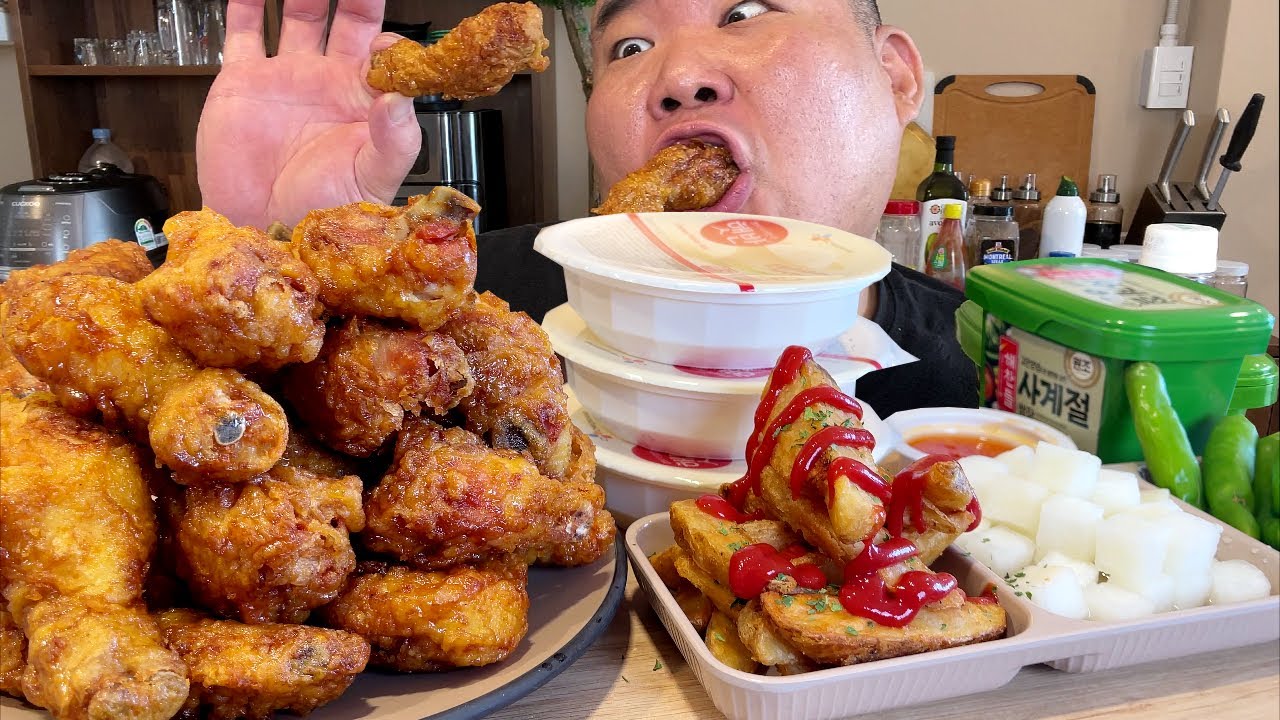 허니콤보+햇반+땡초+웨지감자 치밥의 정석 세트 먹방 입니다 MUKBANG