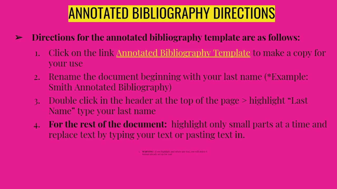 LESSON NOTES:  Annotated Bibliography & MLA Citations Overview