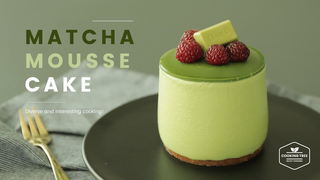 라즈베리 잼이 숨어있는~ 녹차 무스케이크 만들기 : Green tea (Matcha) mousse cake Recipe - Cooking tree 쿠킹트리*Cooking ASMR