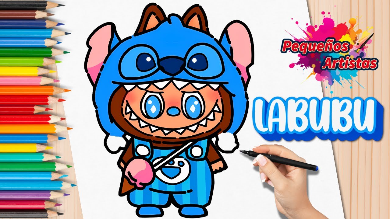 Como Dibujar a un Labubu disfrazado de Stitch | Dibujo para Niños
