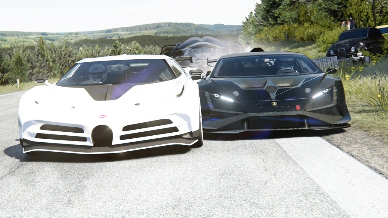 Lamborghini Huracan Trofeo EVO vs Monster Batmobile vs Hypercars at Old SPA