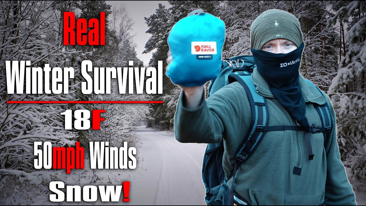 How to Survive 20 Hours with Minimal Gear - 18F - 50mph Winds and Snow in an Emergency Shelter