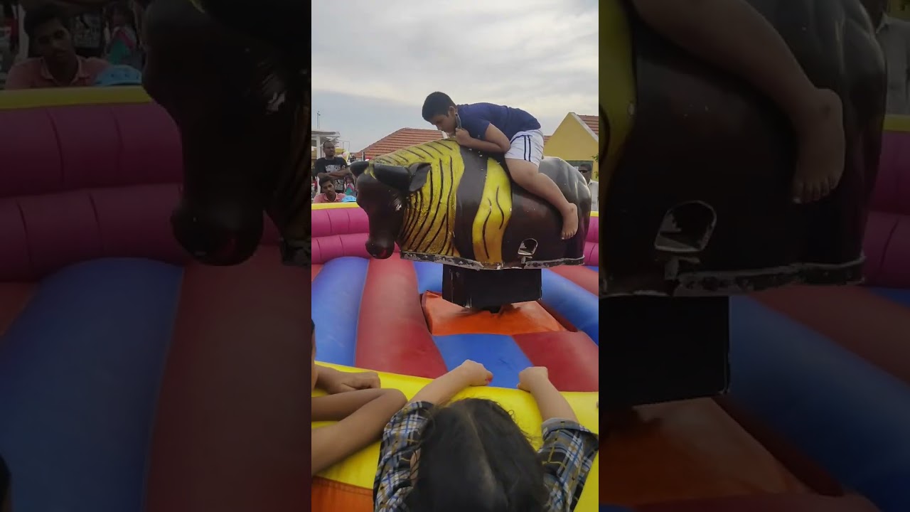 Kids Mechanical Bull Ride 😱😂 | Fair Fun Gone Wrong #shorts