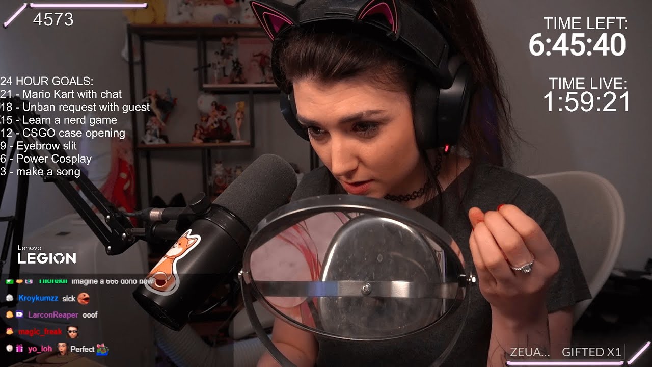 Wolfabelle gives herself an Eyebrow Slit LIVE on stream (sub goal) │ Stream Highlights