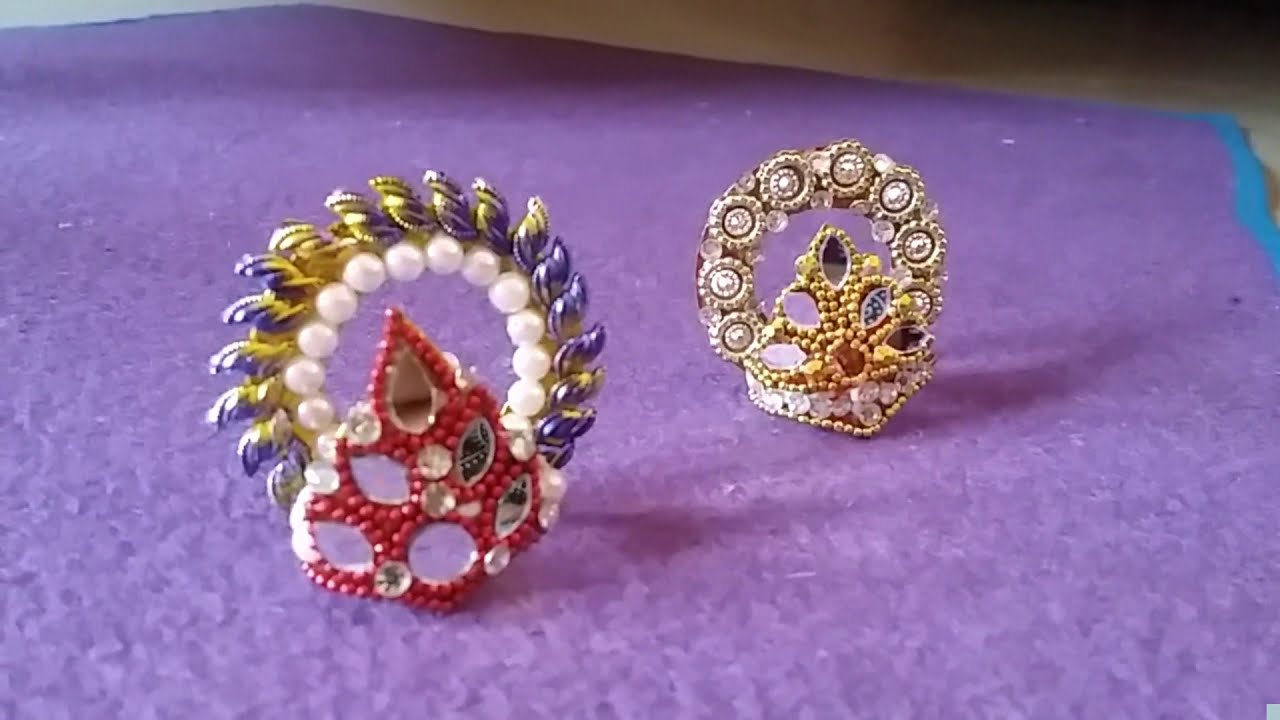 How to make mukut/ crown at home | Handmade mukut for laddu gopal | paper mukut | mukut kaise bnaye.