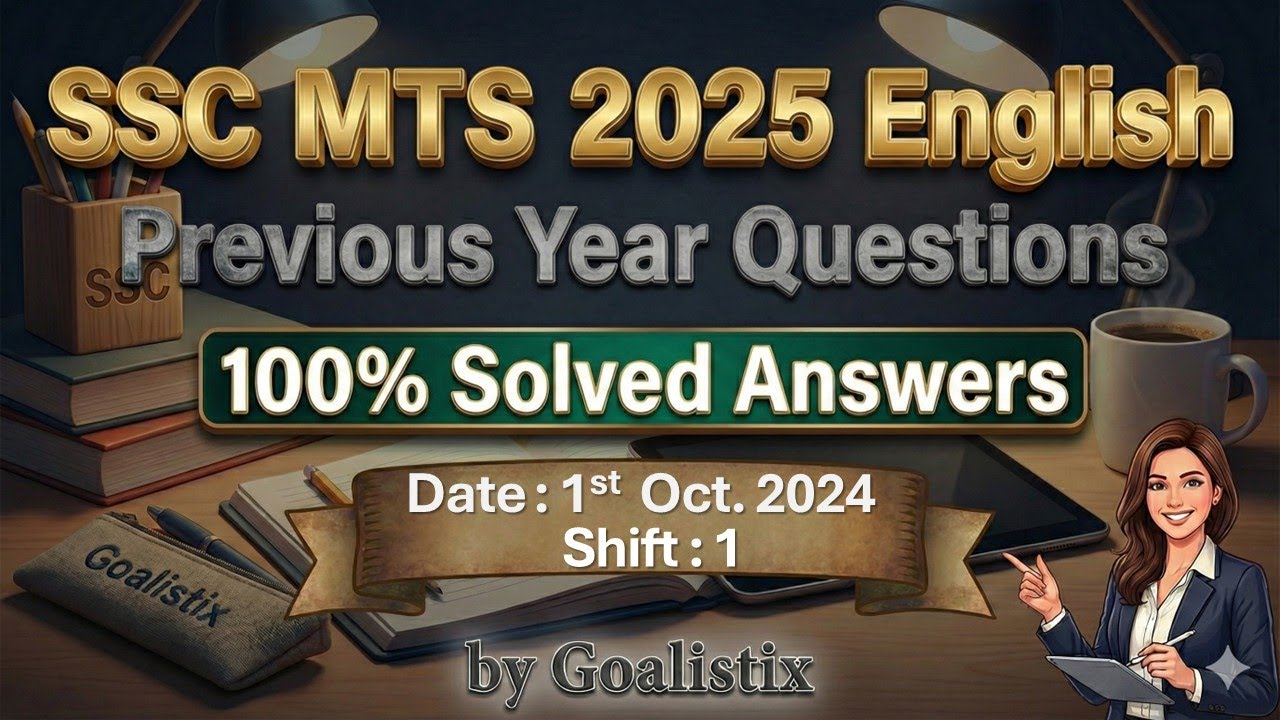 SSC MTS English 💥 1st Oct 2024 Shift-1 | PYQs with 100% Solved Answers 🚀 | Must Watch! | Goalistix