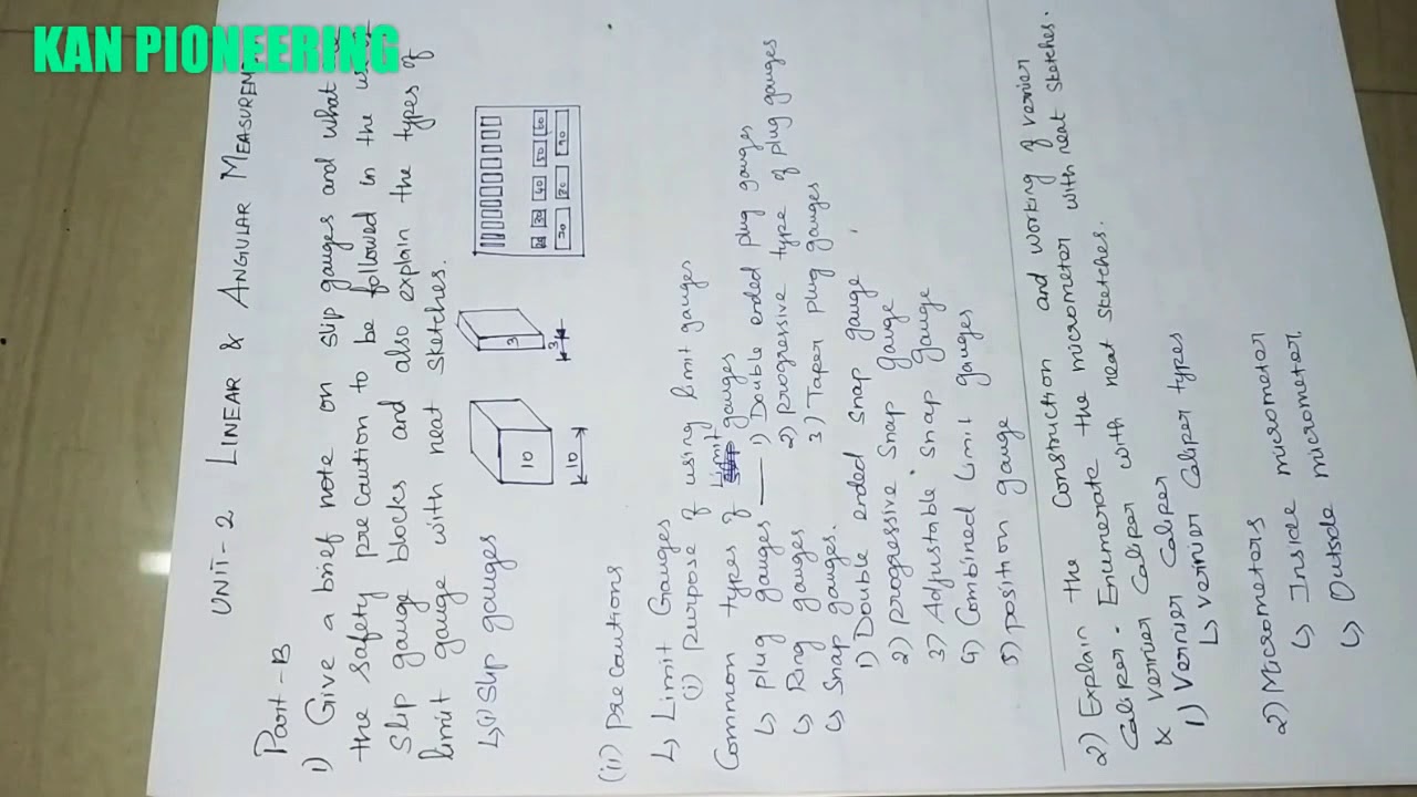 Engineering Metrology Exam Preparation Part-2 | Important Questions with Keywords.