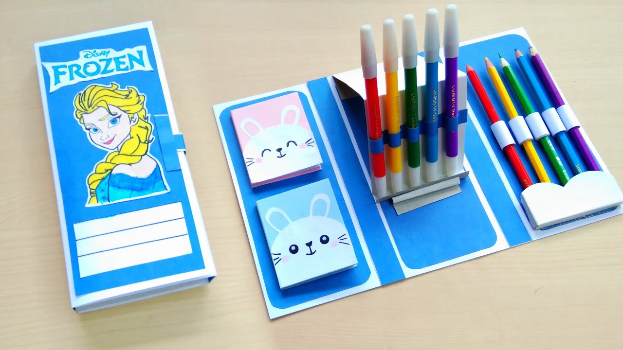 Cara Membuat Tempat Pensil Dari Kertas - Diy Pencil Case Idea - School Supplies