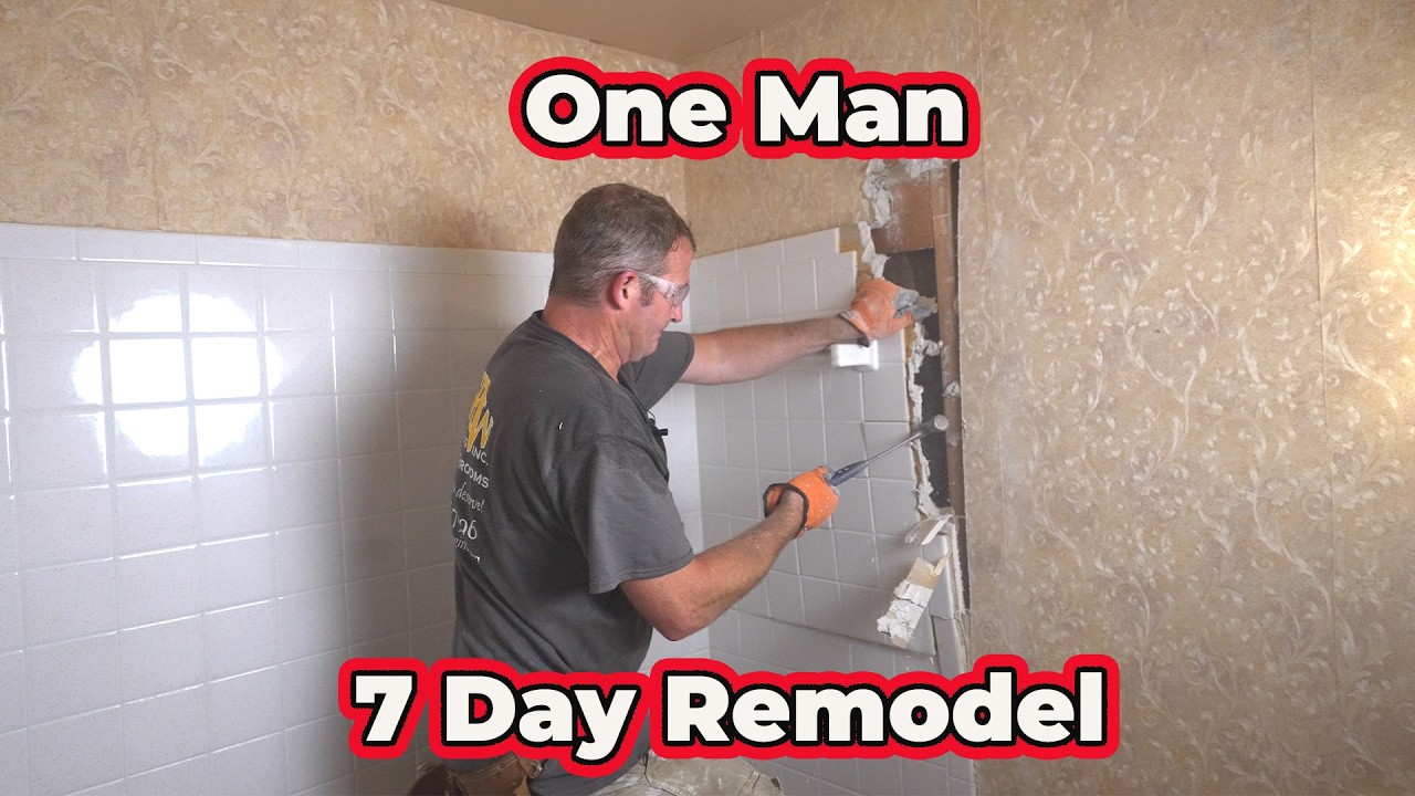 WOW! One Man Remodels an Ugly Bathroom in 7 Days! | Start to Finish Timelapse