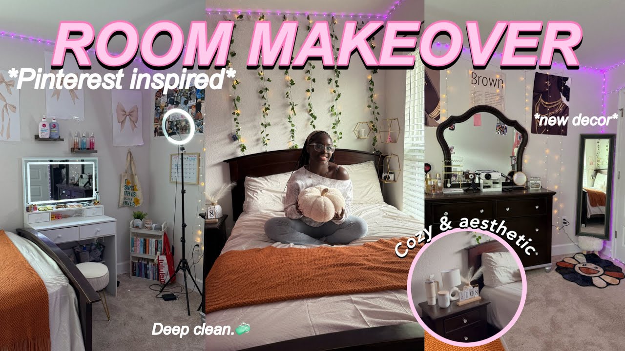 AESTHETIC ROOM MAKEOVER 🎀🌿*pinterest inspired* cozy room transformation
