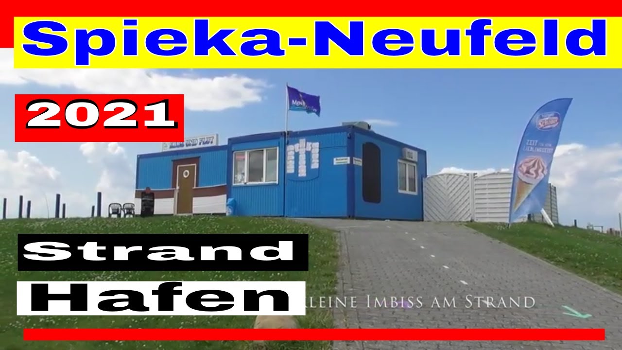 Spieka-Neufeld mit dem Nordsee Strand und dem Hafen mit Fischkutter an der Wurster Nordseeküste