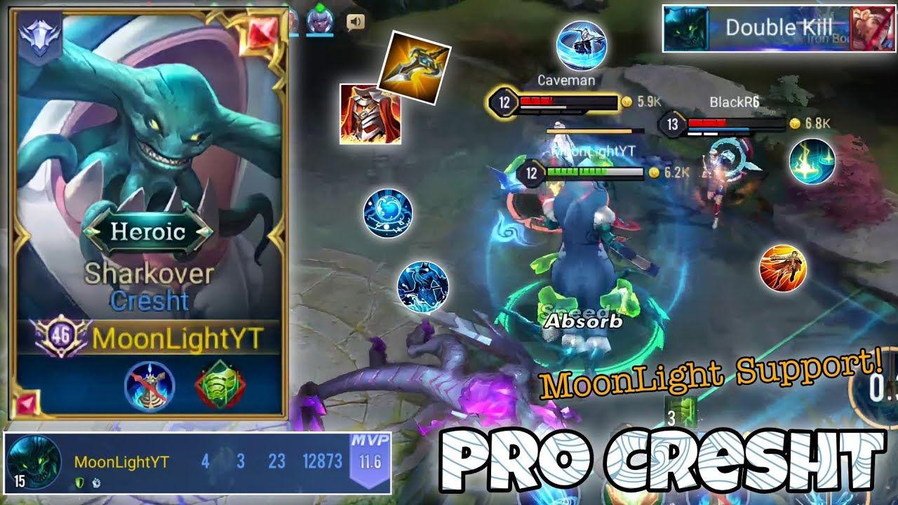 Cresht Pro Gameplay | MoonLight Plays Support After a Long Time | Arena of Valor | Li&ecirc;n Qu&acirc;n mobile