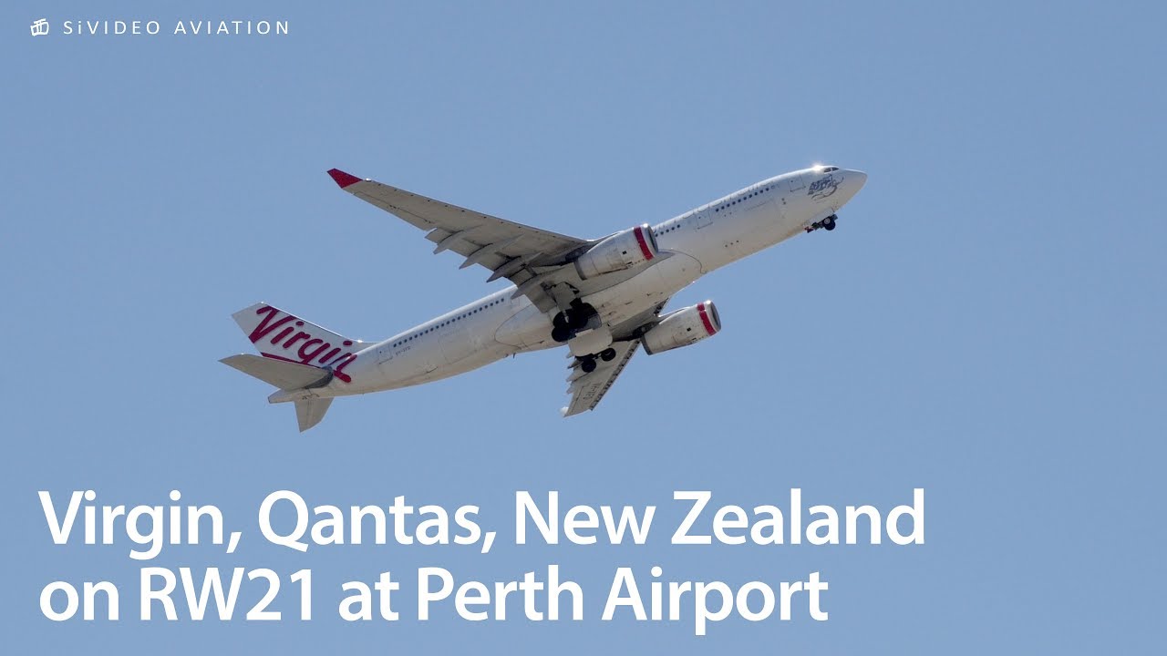 Virgin (VH-XFD) (VH-XFC), Qantas (VH-ZNH) and New Zealand (ZK-NZQ) at Perth Airport.