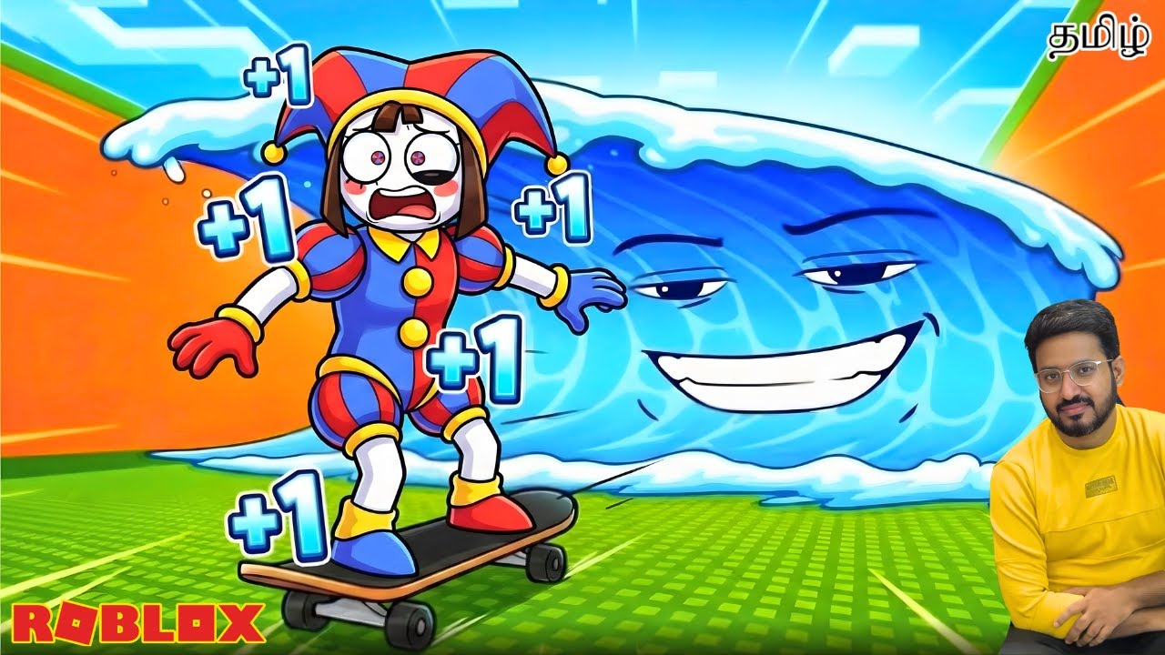 Roblox Funny Escape The Tsunami on Skateboard Gameplay in Tamil | Earth Gamer
