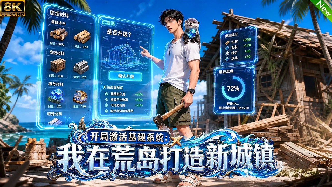 新剧动漫！📢开局被抛弃在荒岛，意外激活基建系统，在荒岛打造一座豪华新城镇！#动漫 #anime
