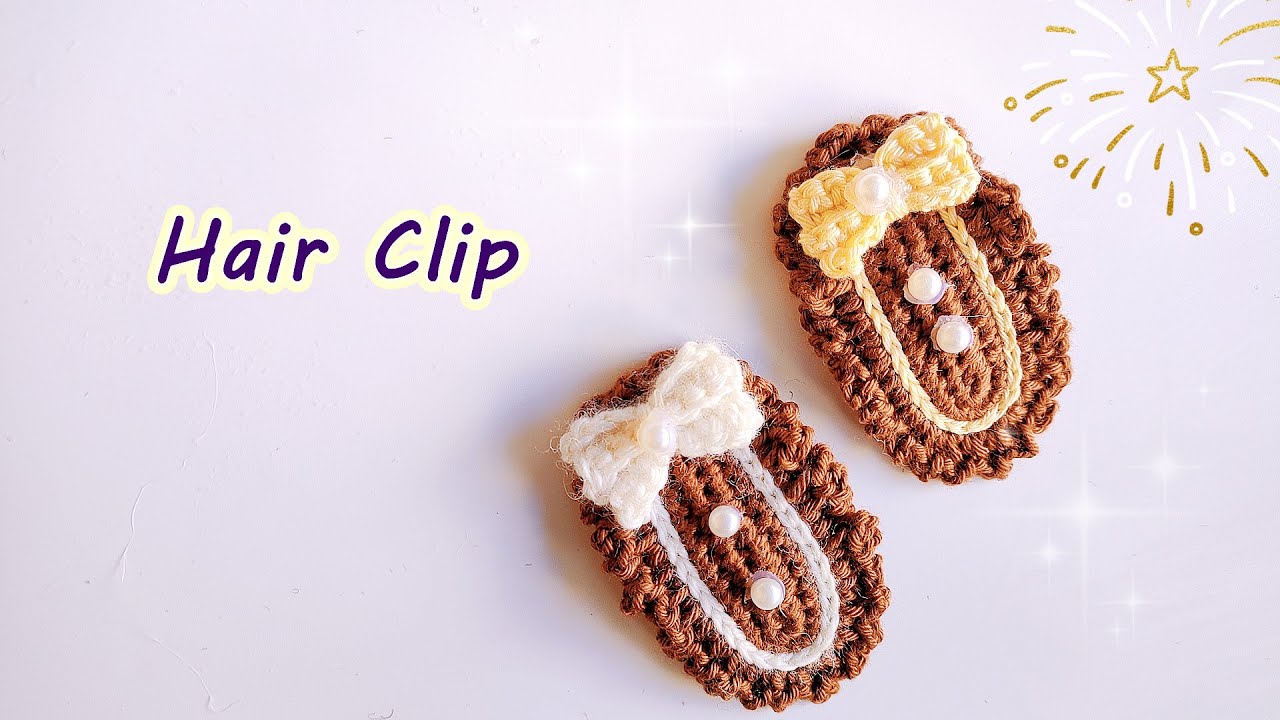 Crochet Hair Clip Classical milk tea