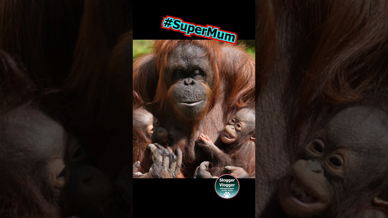 Orangutan Super Mother With The Babies
