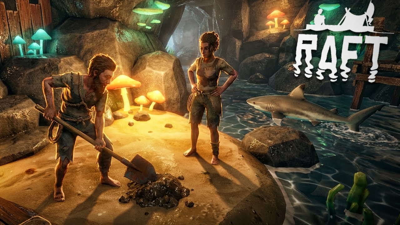 СКРАФТИЛИ ЛОПАТУ! копаем грязь в пещере. Raft #7