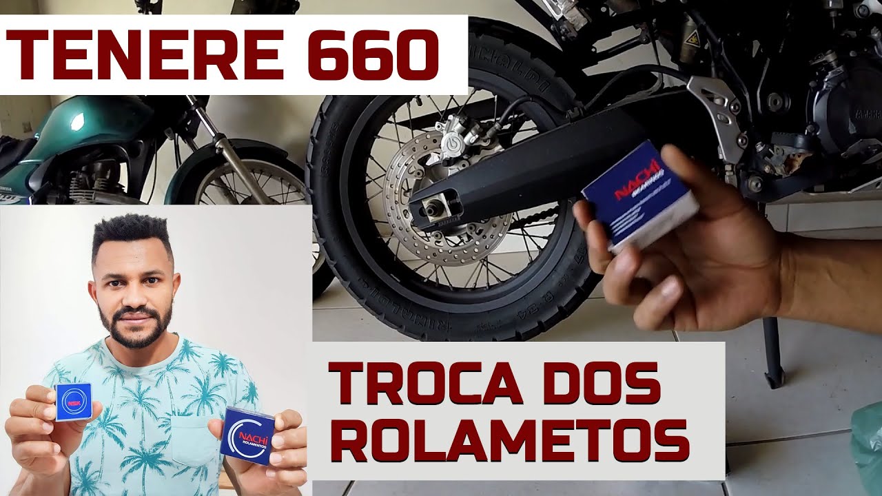 TROCA DOS ROLAMENTOS DA RODA TRASEIRA DA TENERE 660 XT660 - ROLAMENTOS ORIGINAIS NACHI E NSK