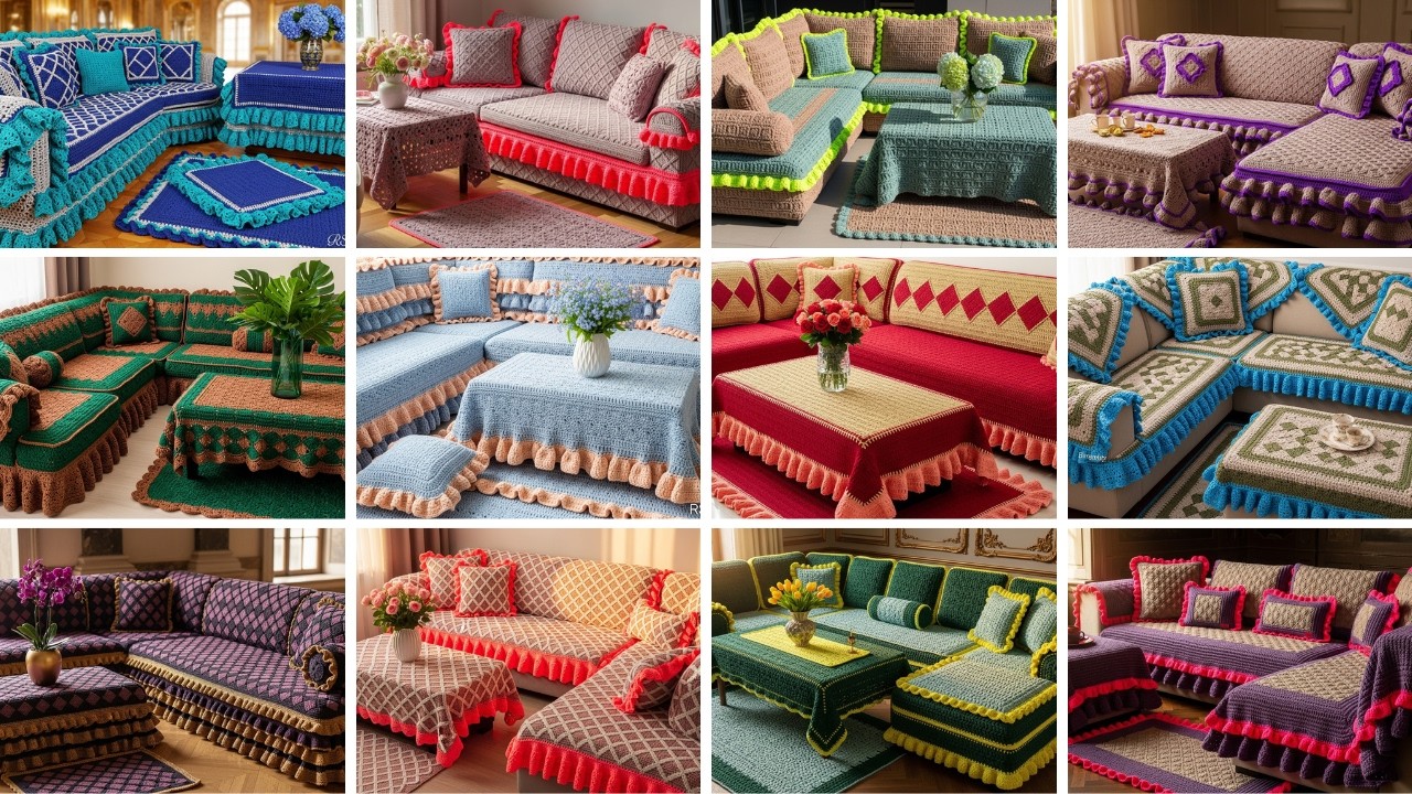 25 Stunning  Crochet Sofa Sets | Handmade Crochet Living Room Collection