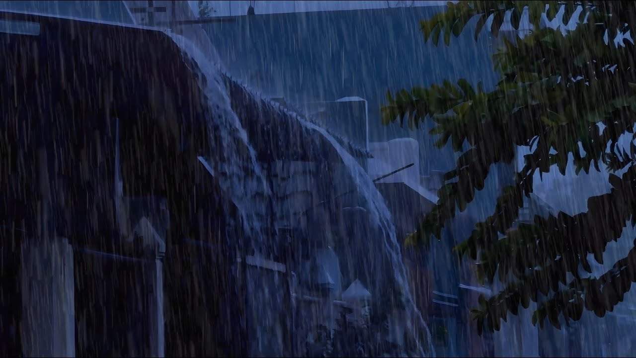 Rain Thunderstorm White Noise for Sleeping | Torrential Rain on Tin Roof & Mighty Thunder at Night