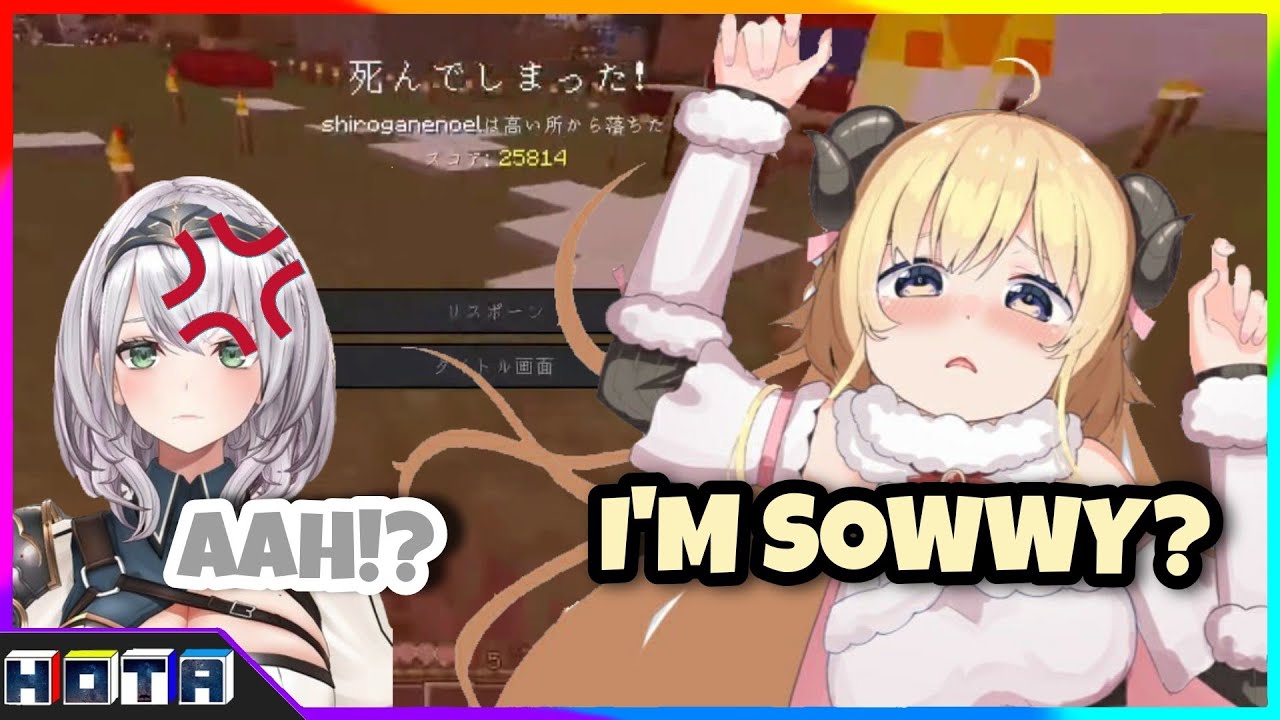 [Hololive] Watame Accidentally "Laughed" at Noel's Death. and Make her Angry [Minecraft] [Eng Sub]
