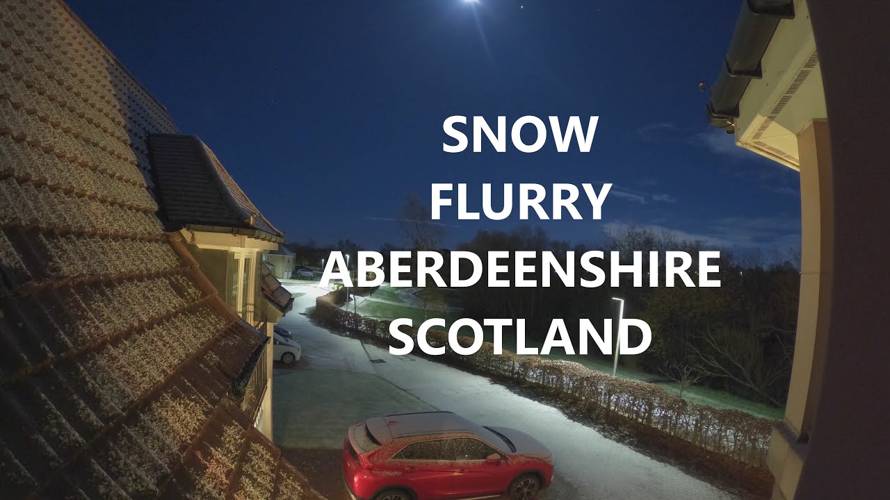 First snow flurry of winter 2024 - Kintore, Aberdeenshire, Scotland. Time-lapse reveals Beaver Moon