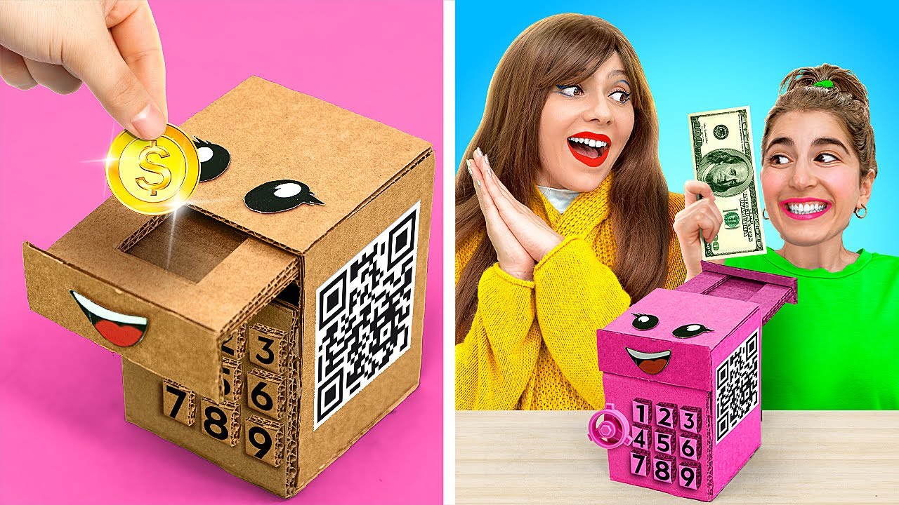 段ボール＆3Dペンを使った絶対試したい子育てハック！DIY銀行と炭酸マシーン by 123 GO! CHALLENGE