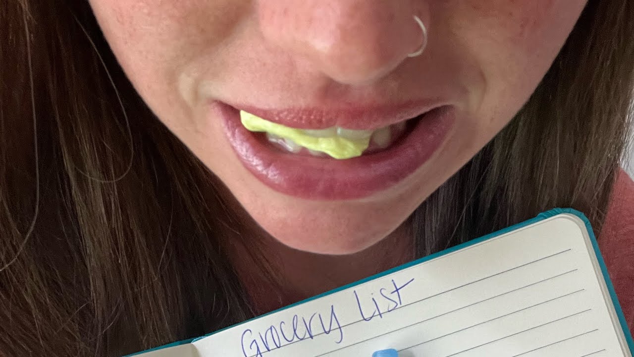 ASMR Gum Chewing Ramble - Making My Grocery List