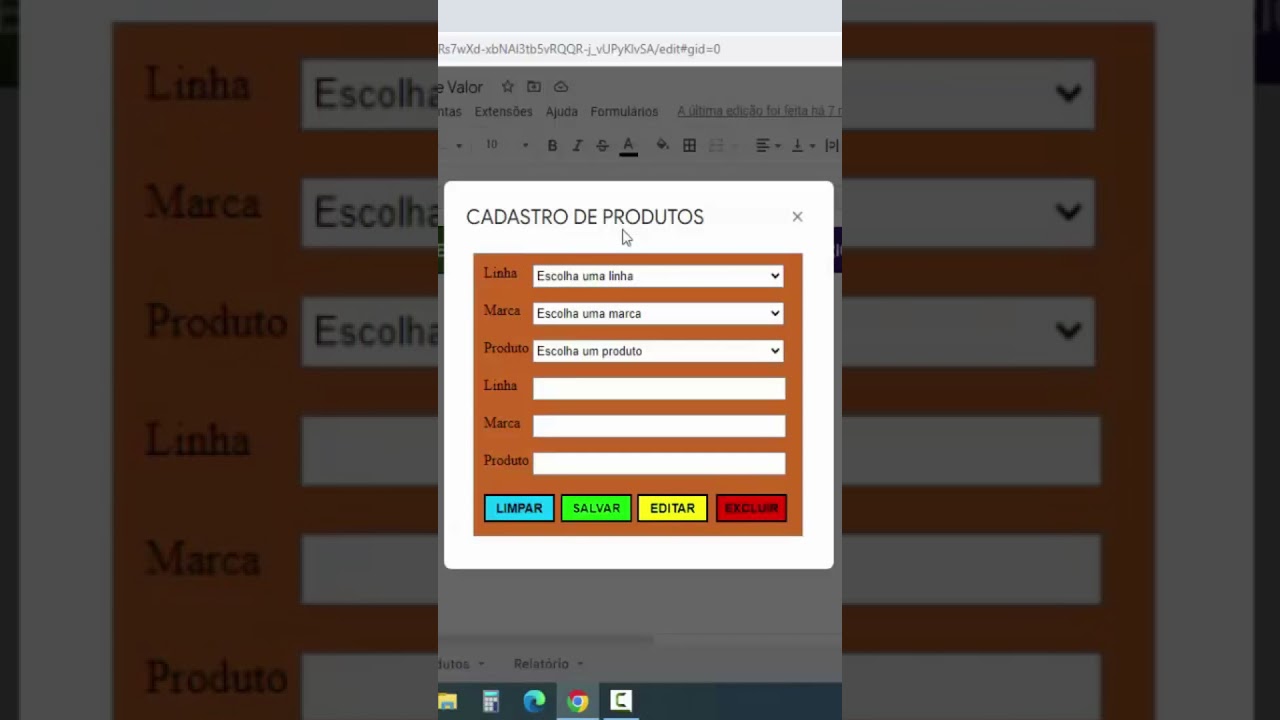 Formul&aacute;rio Personalizado Google Planilhas