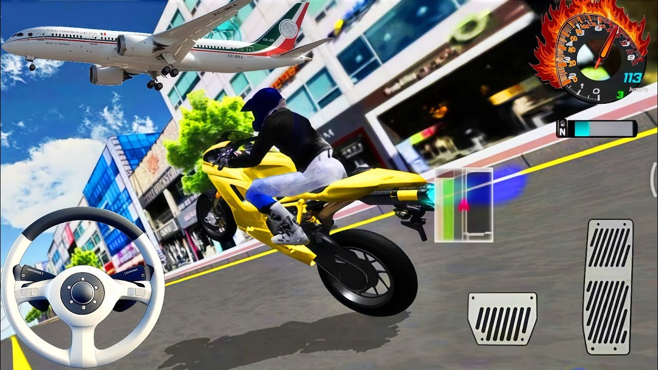 New Model Brand Yellow Bike Vs Airplane  Road - 3d Driving Class android game play || Car Game 