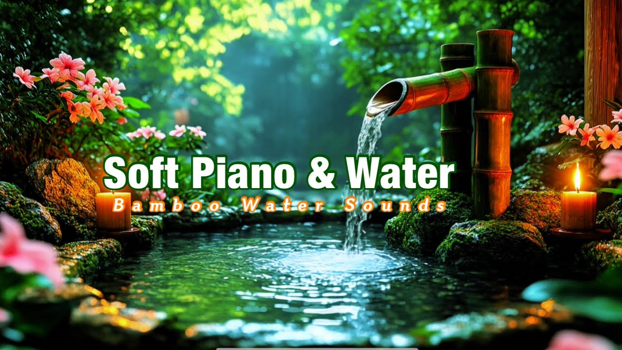Soft Piano & Bamboo Water Sounds 🌿 Deep Relaxation Music for Sleep, Stress Relief & Healing