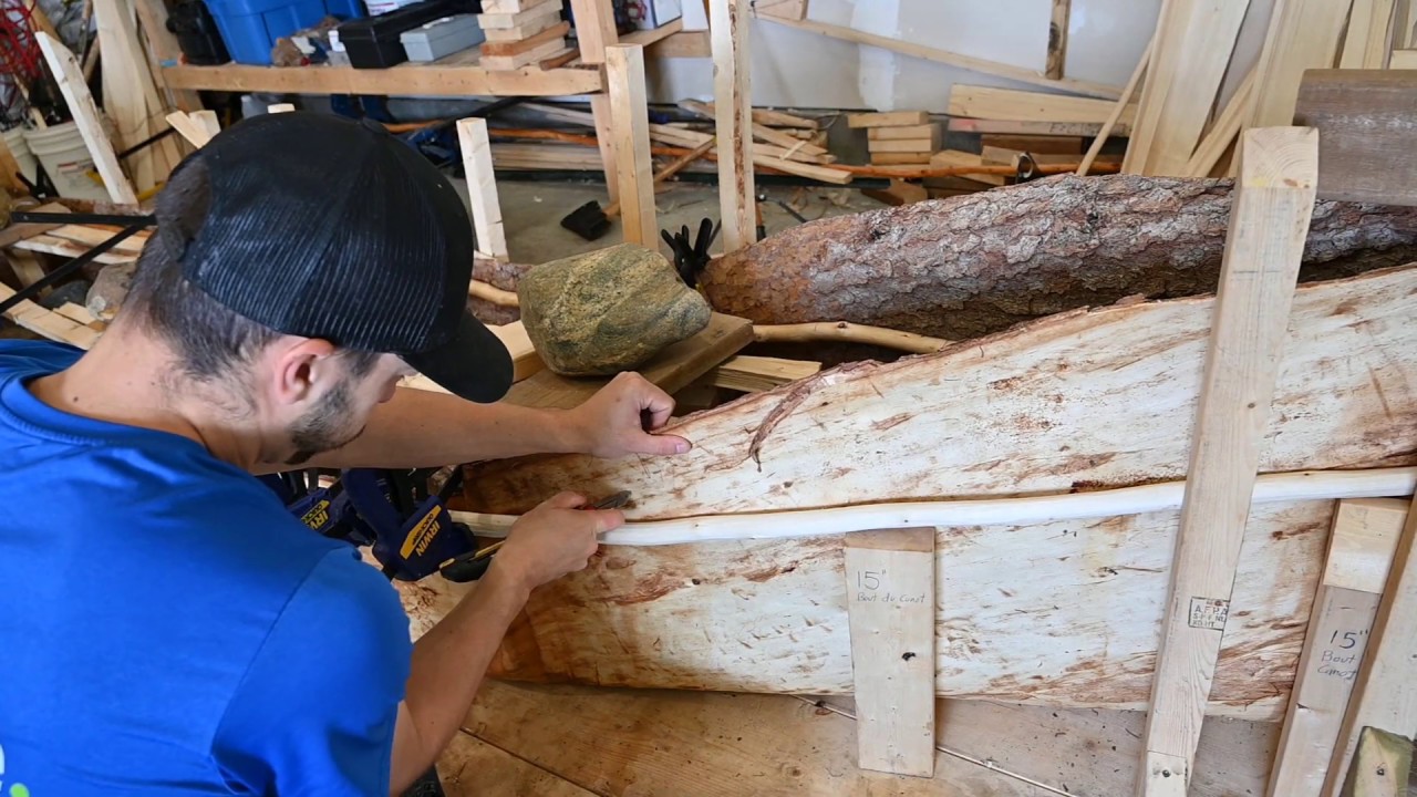 Building a Spruce Bark Canoe - E2 -  Making the Gunwale Frame