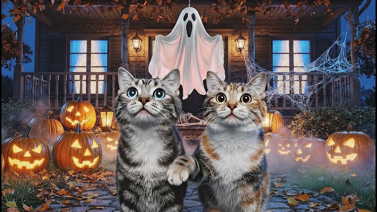 😱 Haunted House Adventure! Maine Coon Cat Family’s Spooky Halloween Night 👻 | AI Cat Short Film
