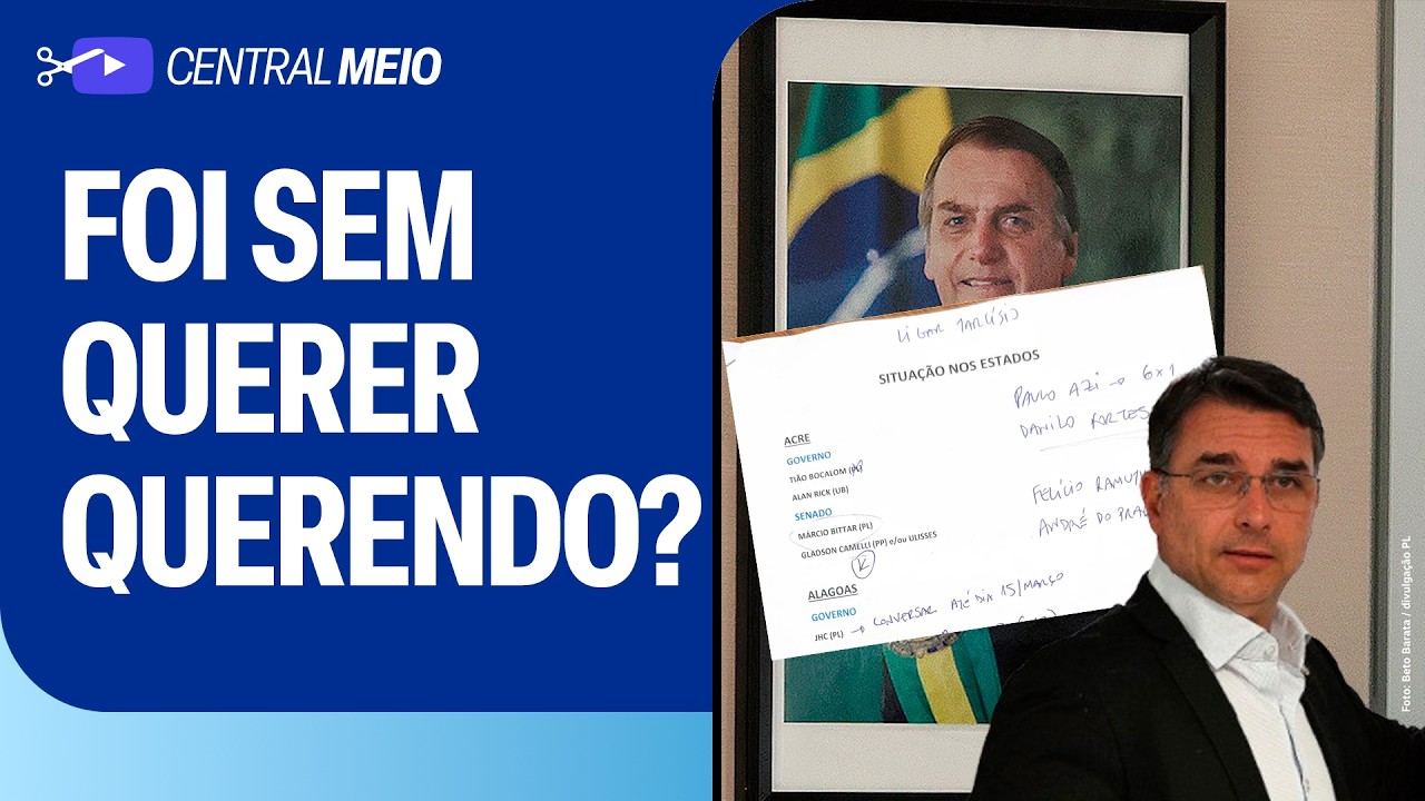 Flávio Bolsonaro esquece na mesa papel com “situação nos Estados” e revela problemas nos palanques