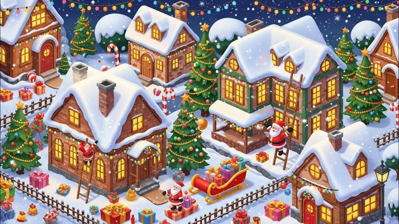 [ASMR] DIY a Cozy Christmas Village with Stickers 🎄✨