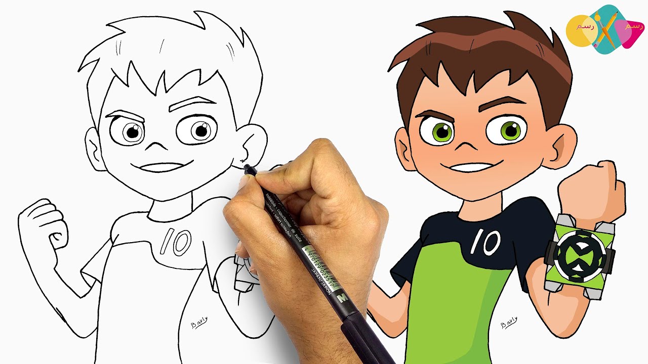 رسم سهل جدا للمبتدئين || تعلم كيف ترسم بن تن خطوة بخطوة || تعليم الرسم للمبتدئين